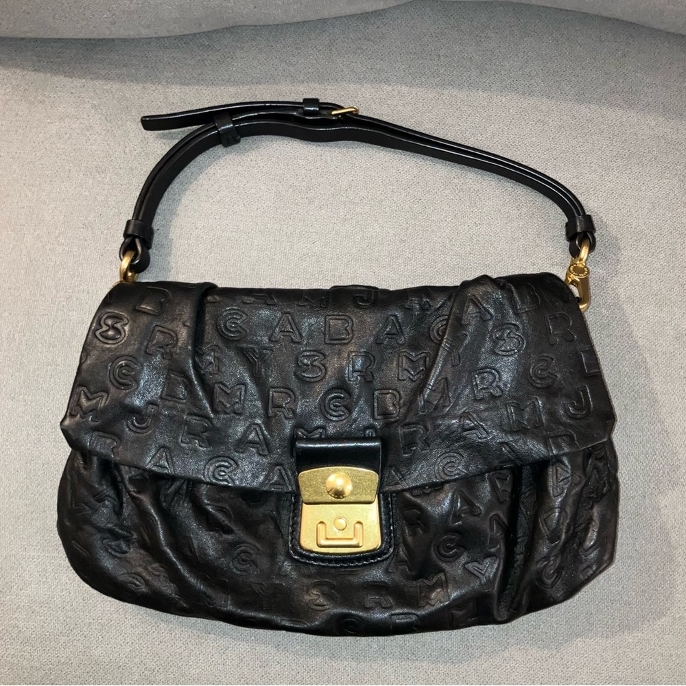 Marc By Marc Jacobs Women's Black Leather Dreamy Logo Linda Shoulder Bag